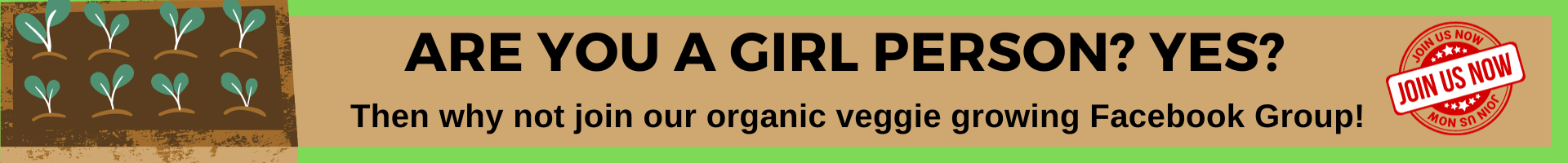 Banner inviting females to join our Facebook group called Moms Growing Healthy Food.