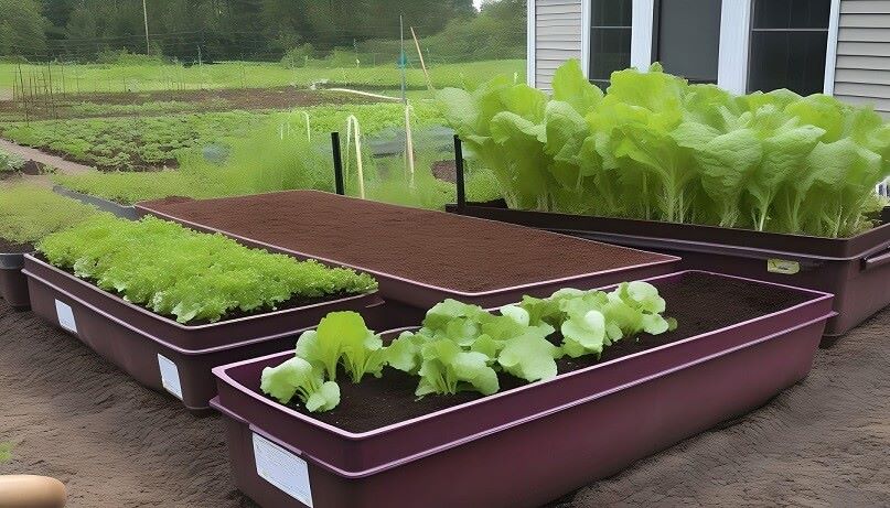 Backward with raised beds and container plants