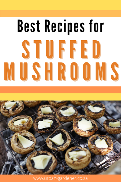 Pinterest pin for stuffed mushroom recipes