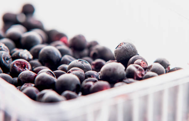 Refrigerated blueberries in a punnet