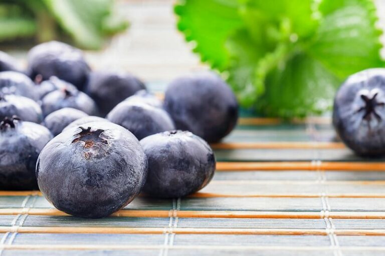 blueberries on a table